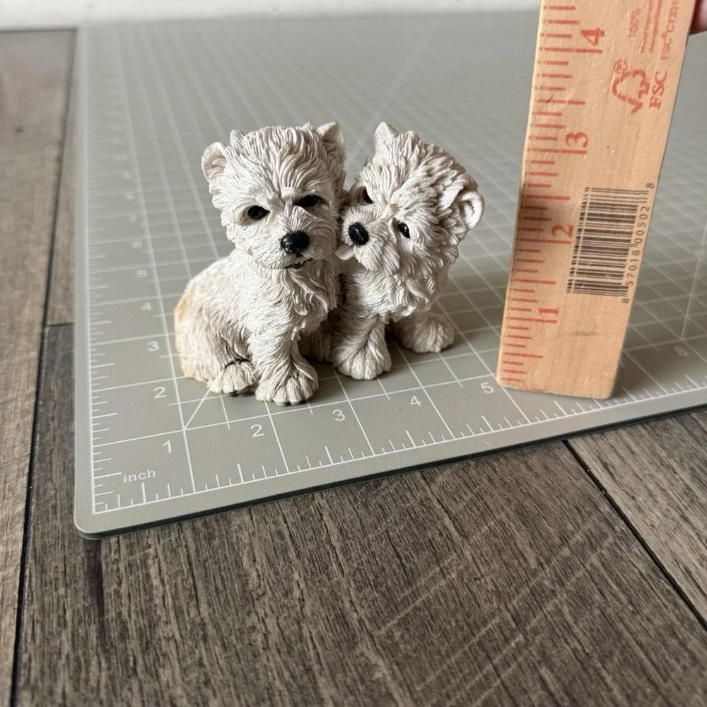 VTG 1997 Barkers West Highland Terrier Dogs Puppies Resin Figurine Snowy&Frosty